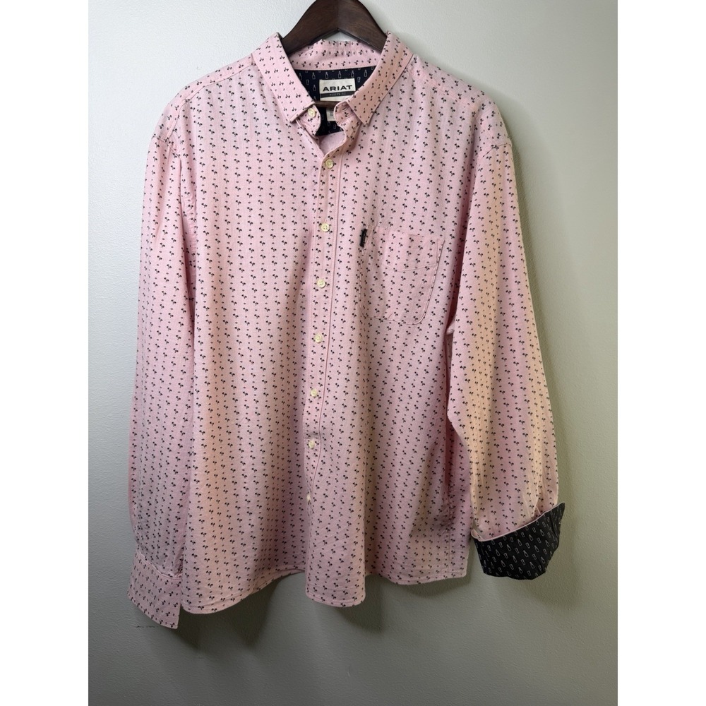 Ariat Men's Western Shirt Long Sleeve Marshall Stretch Modern Shirt XXL Rose